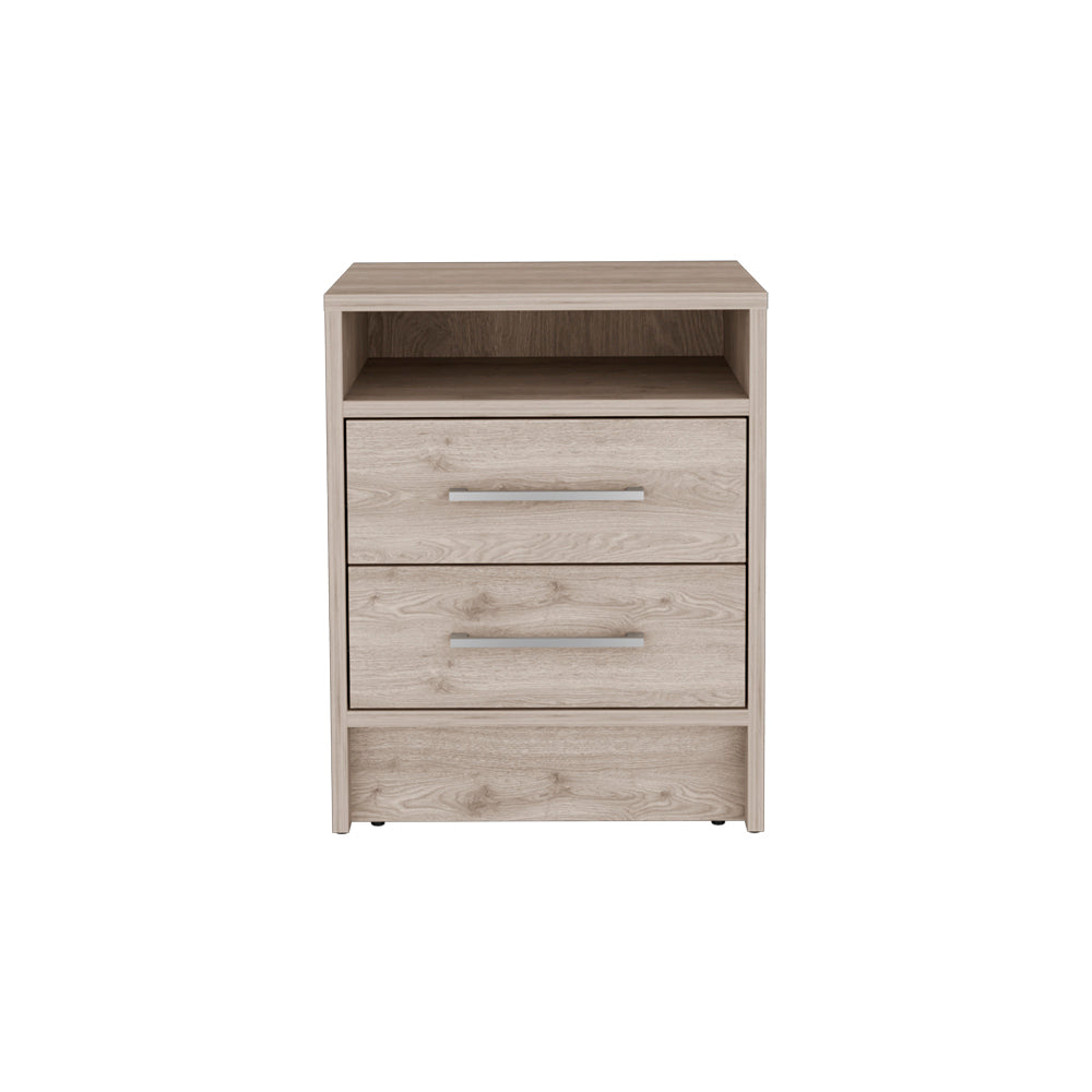 Nightstand Cartiz, Two Drawers, Light Gray Finish Light Gray Particle Board