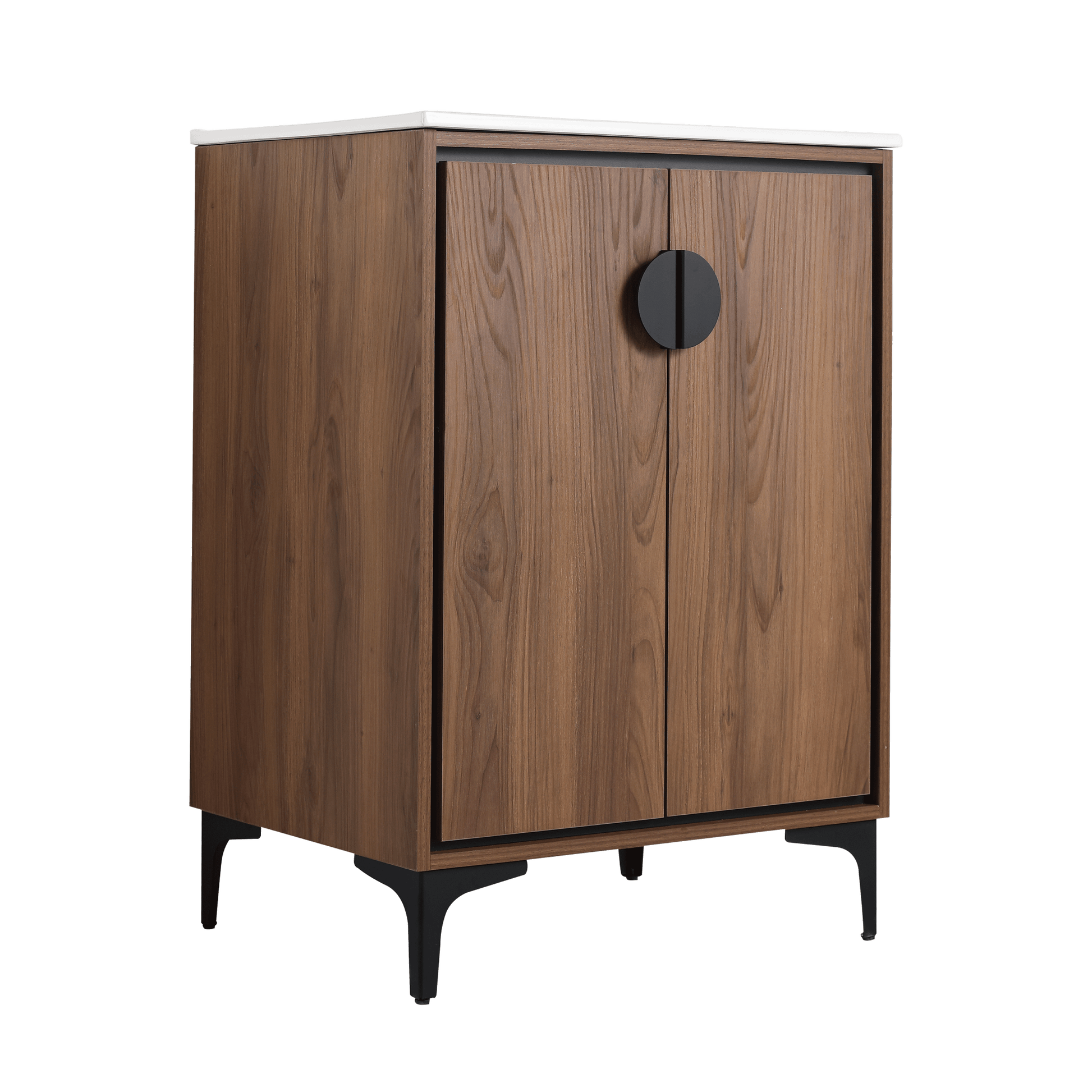 24'' Bathroom Vanity With Top Sink, Modern Bathroom Storage Cabinet With 2 Soft Closing Doors, Single Sink Bathroom Vanity Brown Bathroom American Design Ceramic Engineered Wood