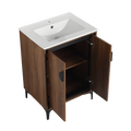 24'' Bathroom Vanity With Top Sink, Modern Bathroom Storage Cabinet With 2 Soft Closing Doors, Single Sink Bathroom Vanity Brown Bathroom American Design Ceramic Engineered Wood