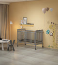 3 In 1 Convertible Crib In Storm Grey, Made Of Sustainable Pinewood, Non Toxic Finish, Comes With Locking Wheels, Wooden Nursery Furniture Stone Gray Wood