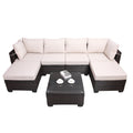 Outdoor Garden Patio Furniture 7 Piece Pe Rattan Wicker Cushioned Sofa Sets And Coffee Table, Patio Furniture Set Outdoor Couch Outdoor Couch Patio Furniture Outdoor Sofa Patio Couch Yes Complete Patio Set Brown Beige Rust Resistant Frame Water Resistant