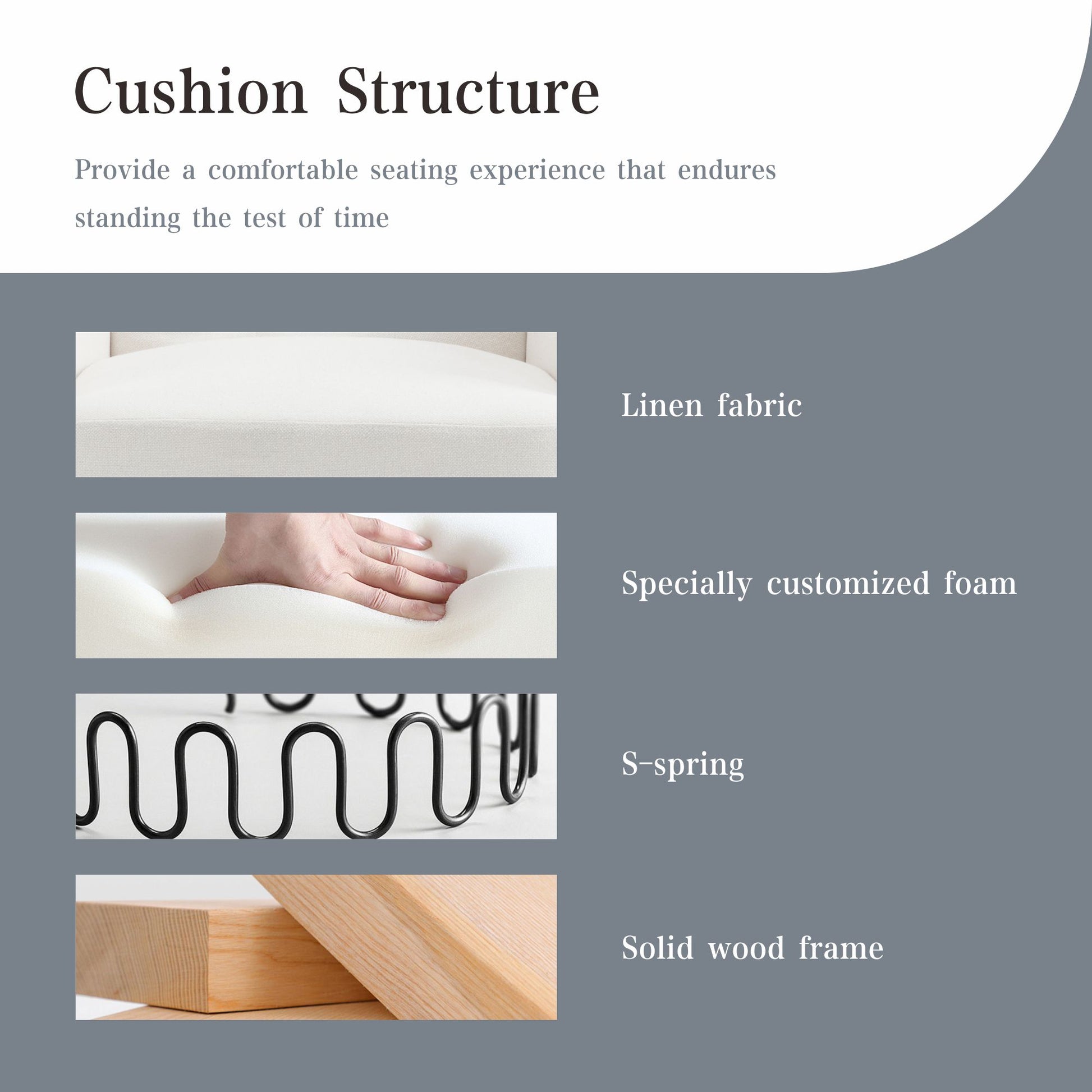 Mid Century Morden Arm Chair, Accent Chair With Ergonomic Cushion,Upholstered In Linen Fabric, Solid Wood Legs,Upholstered Single Sofa Club Chair For Living Room, Bedroom, Home Office,Cream. Cream Primary Living Space Mid Century Modern,Modern Rubberwood