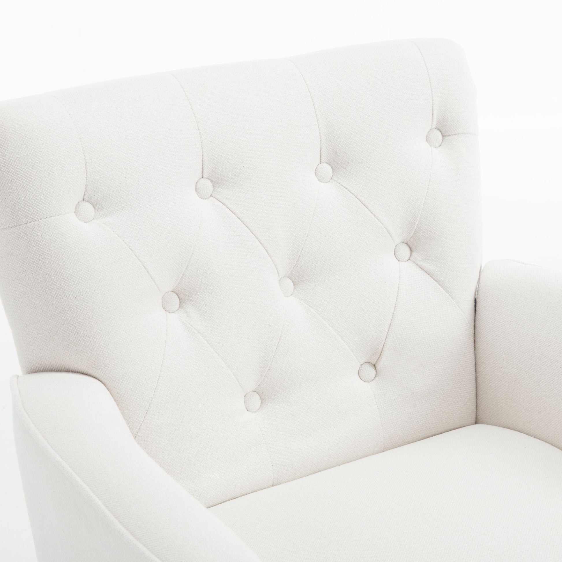 Mid Century Morden Arm Chair, Accent Chair With Ergonomic Cushion,Upholstered In Linen Fabric, Solid Wood Legs,Upholstered Single Sofa Club Chair For Living Room, Bedroom, Home Office,Cream. Cream Primary Living Space Mid Century Modern,Modern Rubberwood