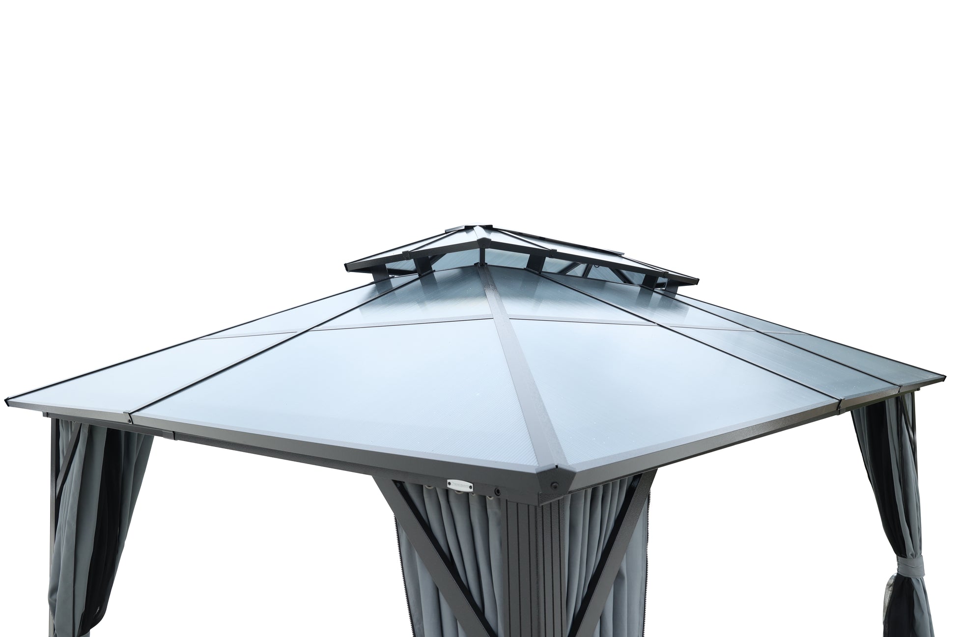 10X13Ft Patio Gazebo With Netting & Curtains, Black Black Gray Rectangular Garden & Outdoor Uv Resistant Gazebos Anchored Aluminium Alloy