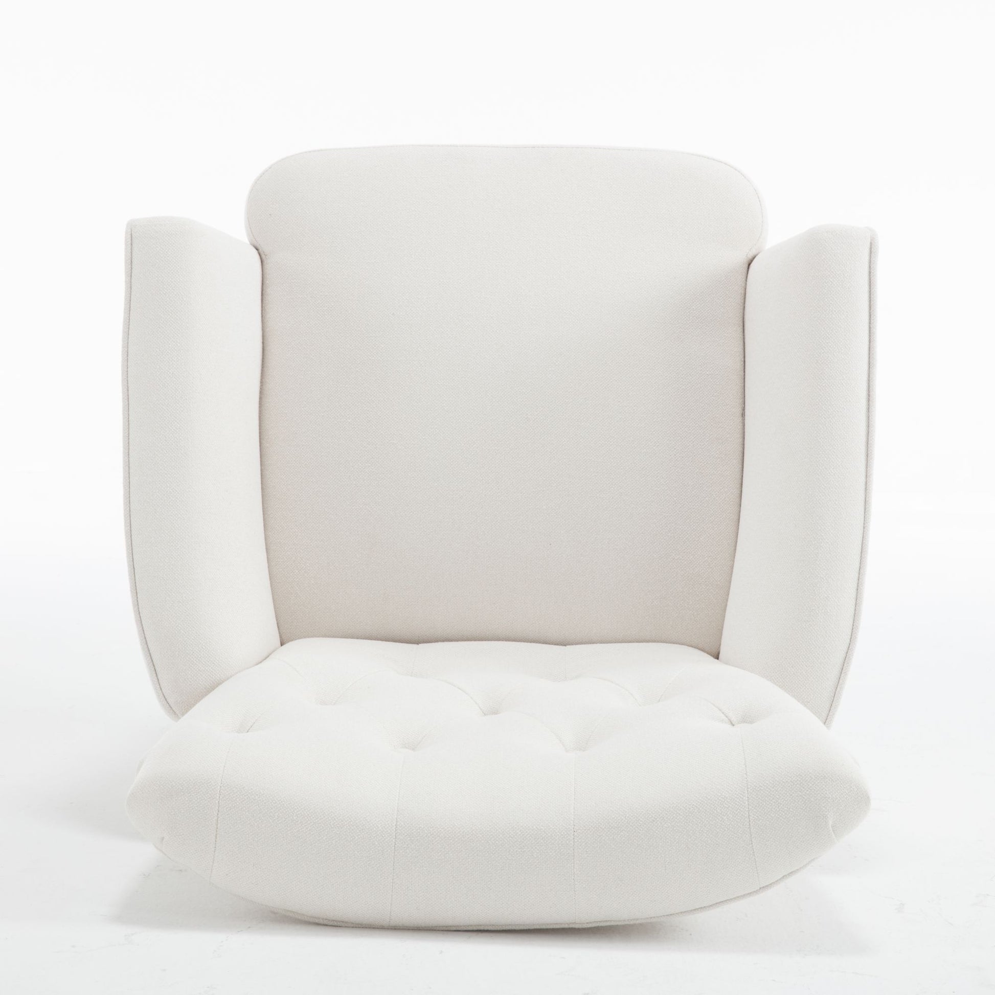 Mid Century Morden Arm Chair, Accent Chair With Ergonomic Cushion,Upholstered In Linen Fabric, Solid Wood Legs,Upholstered Single Sofa Club Chair For Living Room, Bedroom, Home Office,Cream. Cream Primary Living Space Mid Century Modern,Modern Rubberwood