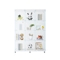 Glass Display Cabinet With 4 Shelves Extra Large, Curio Cabinets For Living Room, Bedroom, Office, Black Floor Standing Glass Bookshelf, Quick Installation White Glass