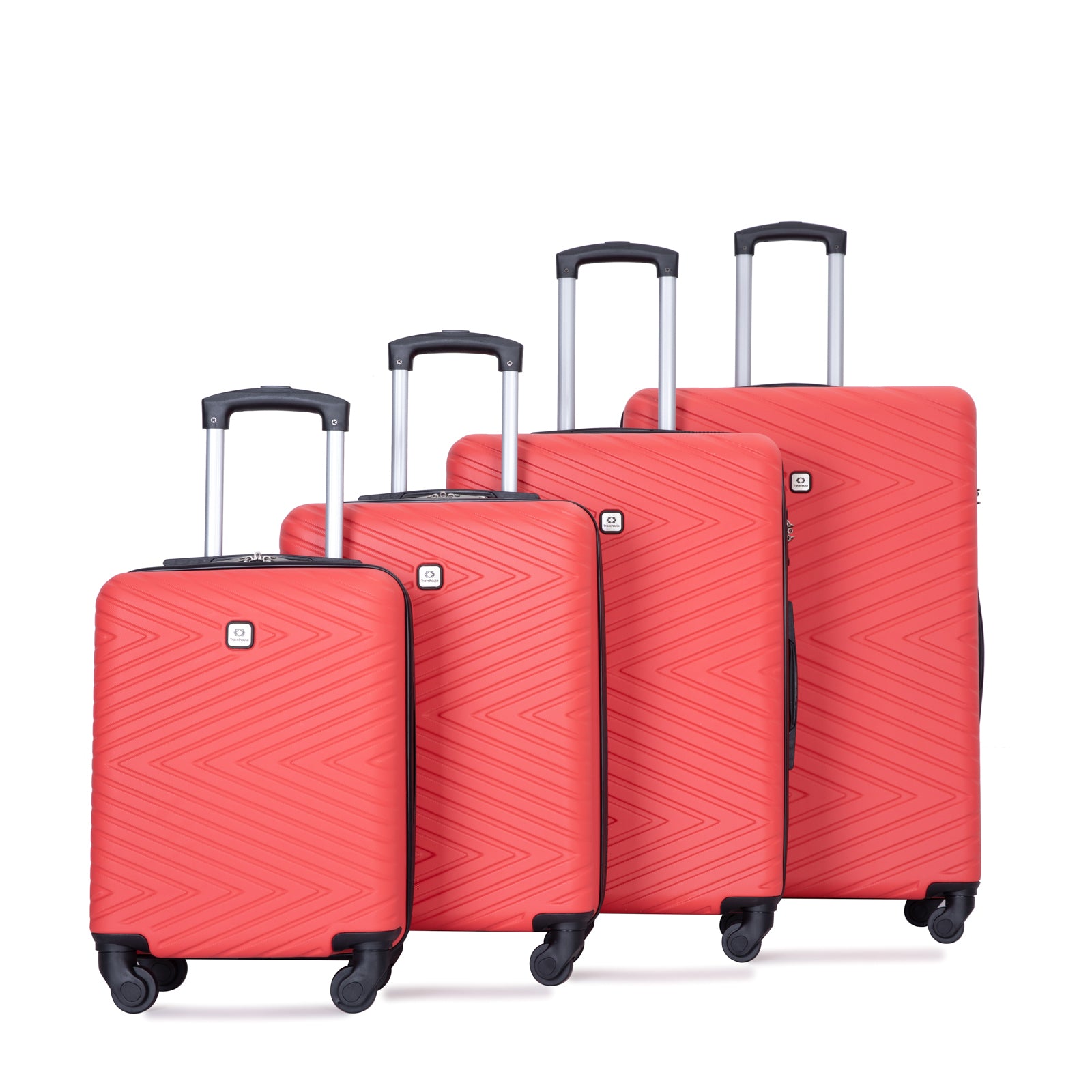 luggage 4 piece ABS lightweight suitcase with rotating red-abs