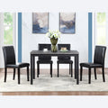 5 Piece Wooden Dining Table Set, Kitchen Table Set With A Rectangular Table And 4 Upholstered Chairs, Wooden Dining Room Table With Crystal Decoration And Chairs Set For Kitchen, Dining Room, Black Black Seats 4 Dining Room Rectangular 4 Leg Rectangular