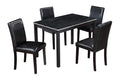 5 Piece Wooden Dining Table Set, Kitchen Table Set With A Rectangular Table And 4 Upholstered Chairs, Wooden Dining Room Table With Crystal Decoration And Chairs Set For Kitchen, Dining Room, Black Black Seats 4 Dining Room Rectangular 4 Leg Rectangular