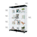 Glass Display Cabinet With 4 Shelves Extra Large, Curio Cabinets For Living Room, Bedroom, Office, Black Floor Standing Glass Bookshelf, Quick Installation Black Glass