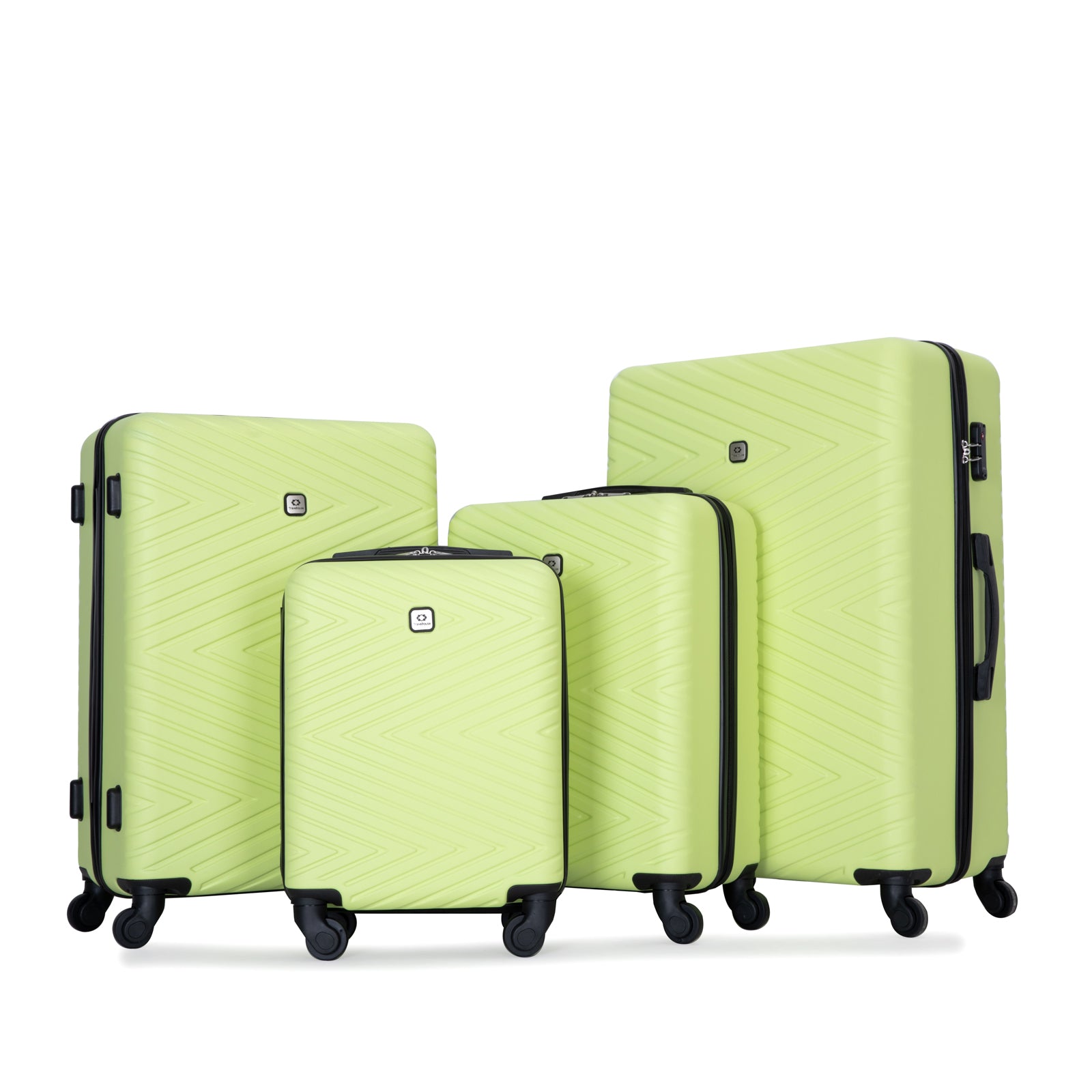 luggage 4 piece ABS lightweight suitcase with rotating fluorescent green-abs