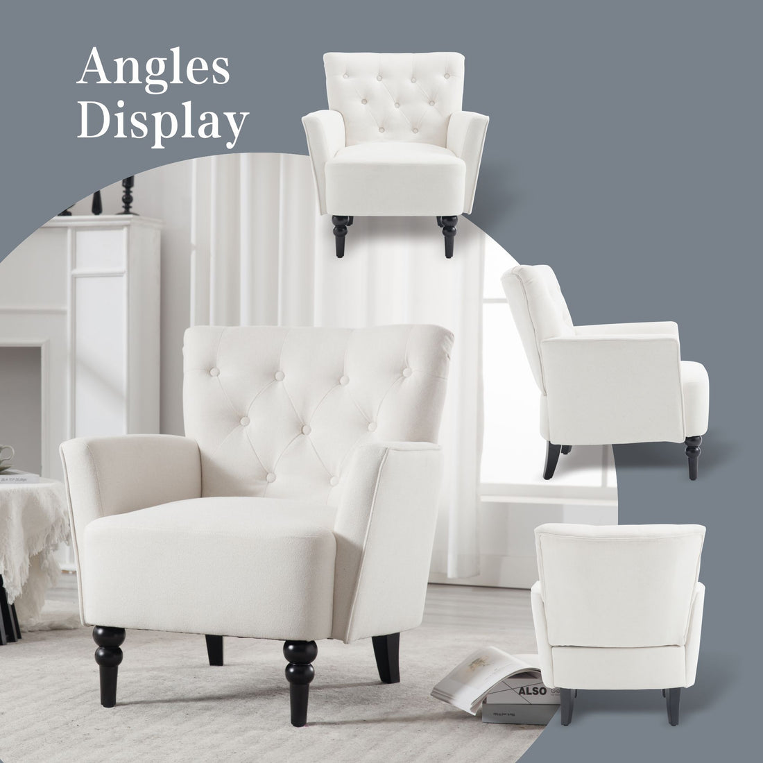 Mid Century Morden Arm Chair, Accent Chair With Ergonomic Cushion,Upholstered In Linen Fabric, Solid Wood Legs,Upholstered Single Sofa Club Chair For Living Room, Bedroom, Home Office,Cream. Cream Primary Living Space Mid Century Modern,Modern Rubberwood