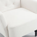 Mid Century Morden Arm Chair, Accent Chair With Ergonomic Cushion,Upholstered In Linen Fabric, Solid Wood Legs,Upholstered Single Sofa Club Chair For Living Room, Bedroom, Home Office,Cream. Cream Primary Living Space Mid Century Modern,Modern Rubberwood