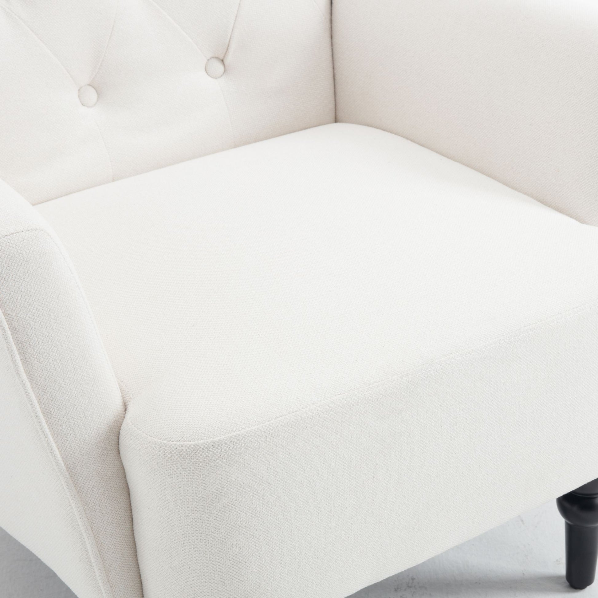 Mid Century Morden Arm Chair, Accent Chair With Ergonomic Cushion,Upholstered In Linen Fabric, Solid Wood Legs,Upholstered Single Sofa Club Chair For Living Room, Bedroom, Home Office,Cream. Cream Primary Living Space Mid Century Modern,Modern Rubberwood