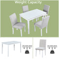 5 Piece Wooden Dining Table Set, Kitchen Table Set With A Rectangular Table And 4 Upholstered Chairs, Wooden Dining Room Table With Crystal Decoration And Chairs Set For Kitchen, Dining Room, White Beige White Seats 4 Dining Room 4 Leg Rectangular Solid