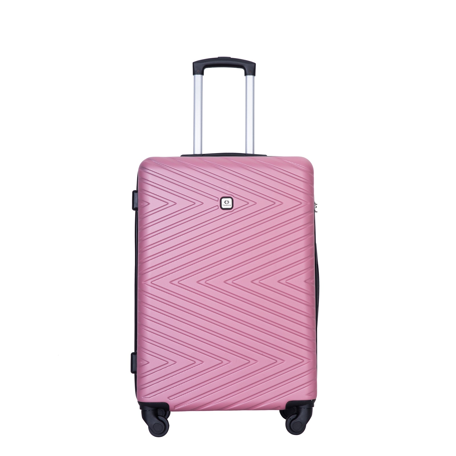 luggage 4 piece ABS lightweight suitcase with rotating pink-abs