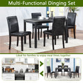 5 Piece Wooden Dining Table Set, Kitchen Table Set With A Rectangular Table And 4 Upholstered Chairs, Wooden Dining Room Table With Crystal Decoration And Chairs Set For Kitchen, Dining Room, Black Black Seats 4 Dining Room Rectangular 4 Leg Rectangular