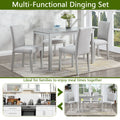 5 Piece Wooden Dining Table Set, Kitchen Table Set With A Rectangular Table And 4 Upholstered Chairs, Wooden Dining Room Table With Crystal Decoration And Chairs Set, Silver Grey Beige Silver Gray Seats 4 Dining Room Rectangular 4 Leg Rectangular Dining
