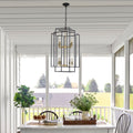 Same As W1340142524 L1018 G 8 Lights Black & Gold Lantern Tiered Pendant Light Fixtures, Industrial Farmhouse Hanging Chandelier No Bulbs Gold Farmhouse Iron