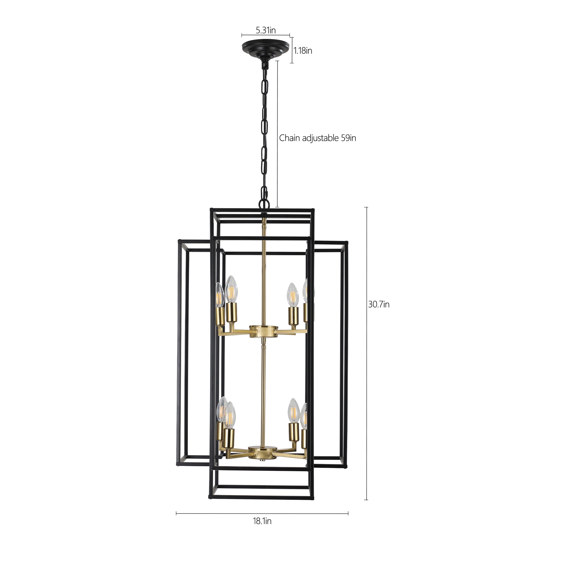 Same As W1340142524 L1018 G 8 Lights Black & Gold Lantern Tiered Pendant Light Fixtures, Industrial Farmhouse Hanging Chandelier No Bulbs Gold Farmhouse Iron