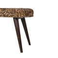 Leopard Print Deep Button Bench Walnut Foam Wood Fabric