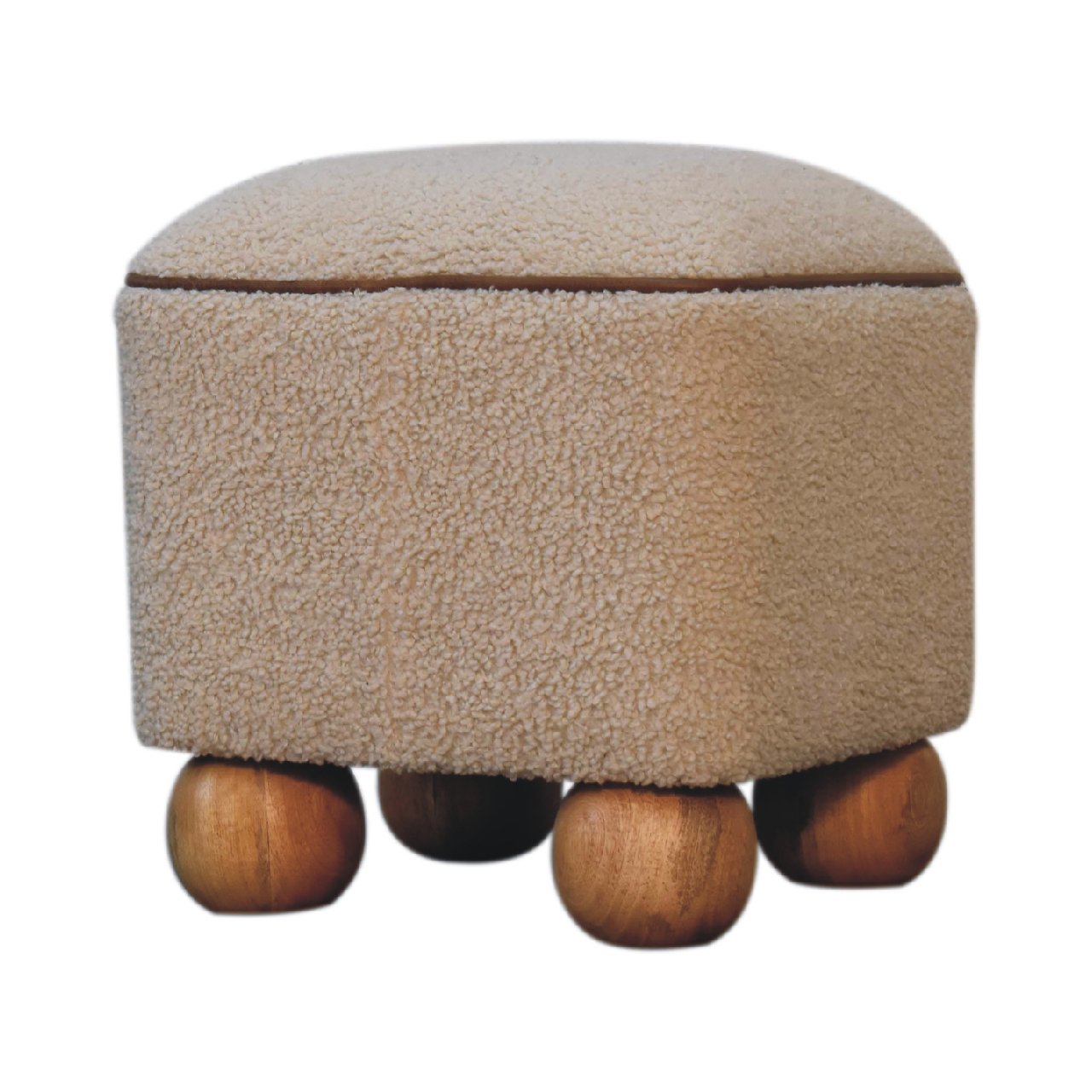 Serenity Footstool With Ball Feet Cream Foam Wood Fabric