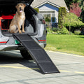 Pawhut Folding Dog Ramp For Cars, Trucks, Suvs, 62 Inch Portable Pet Ramp For Extra Large Dogs, With Non Slip Surface, Lightweight Dog Ramp, Supports Up To 132 Lbs. Black Mdf