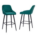 Elegant Lifestyle Modern Bar Stools,Velvet Upholstered Barstools With Back,Set Of 2 Bar Chairs For Kitchen Living Room Metal Green Dining Room Powder Coated Sponge Wipe Clean Rectangular Modern Bar Stools Set Of 2 Fabric Metal