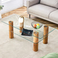 Modern Minimalist Double Layer Transparent Tempered Glass Coffee Table And Coffee Table, Paired With Wooden Mdf Decorative Columns. Computer Desk. Game Table. Ct X02 Transparent Glass