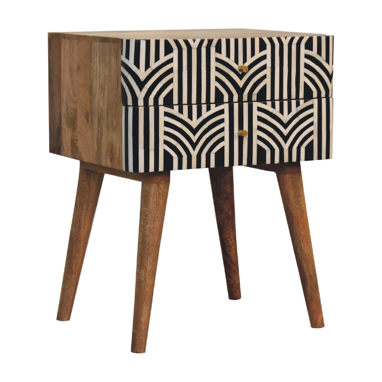 Edessa Bone Inlay Bedside Oak Solid Wood