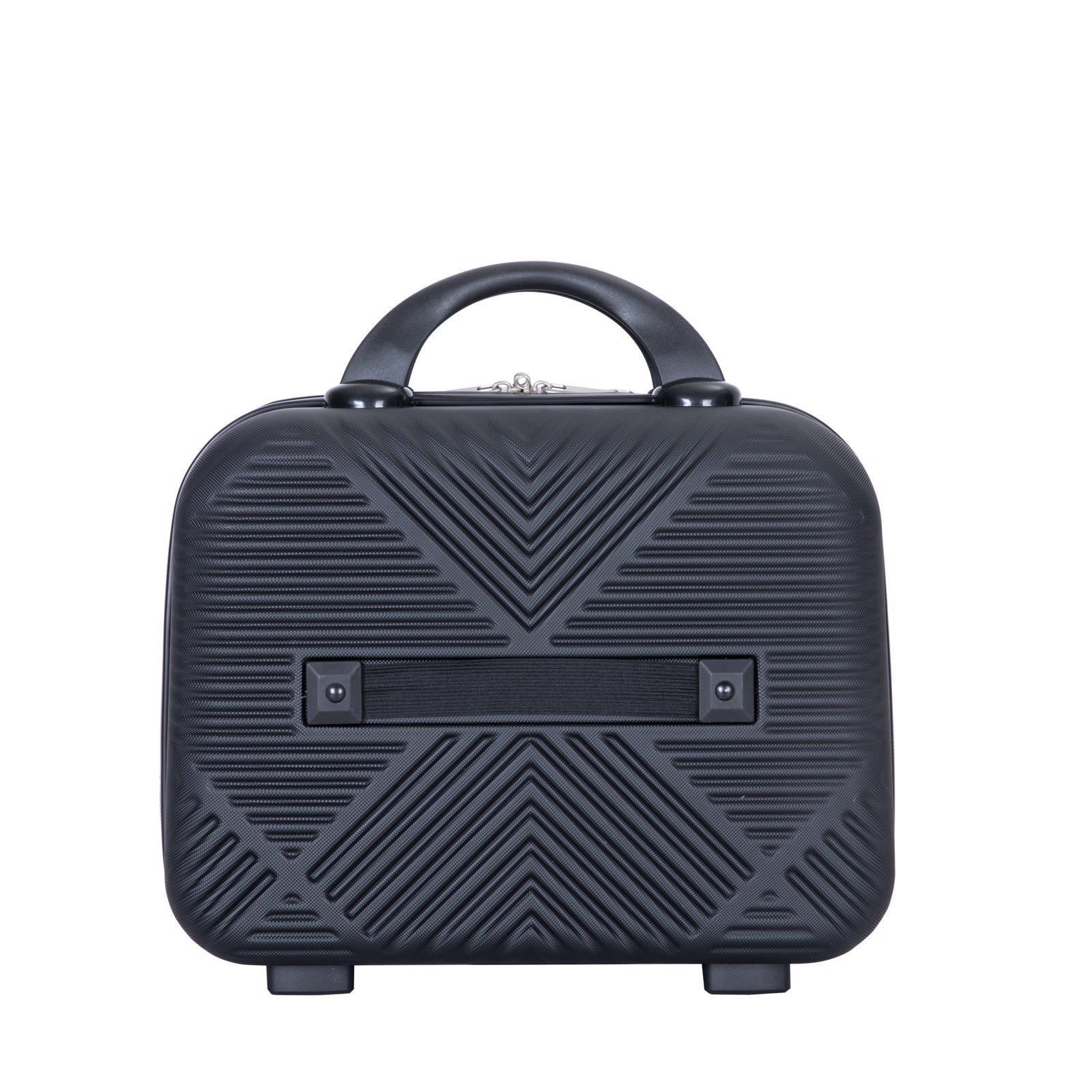 4 piece ABS lightweight suitcase, 14 inch makeup box black-abs
