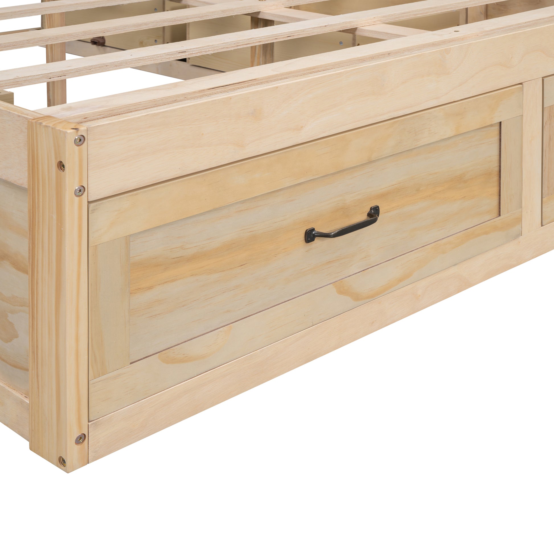 Queen Size Platform Bed With 6 Storage Drawers,Antique Natural Antique Natural Mdf Lvl