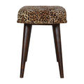 Leopard Print Deep Button Bench Walnut Foam Wood Fabric