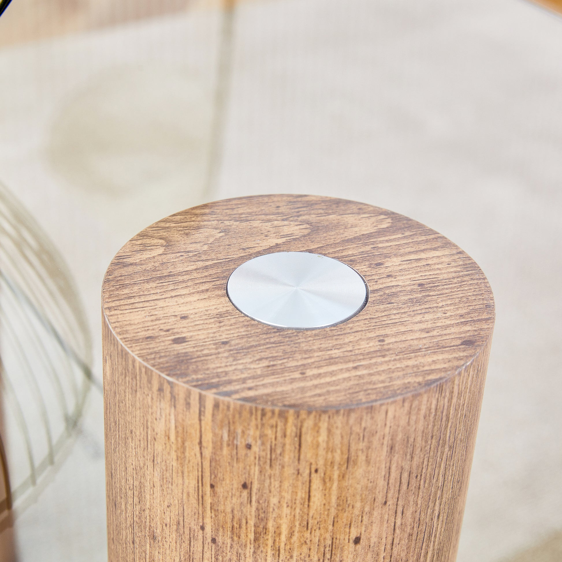 Modern Minimalist Double Layer Transparent Tempered Glass Coffee Table And Coffee Table, Paired With Wooden Mdf Decorative Columns. Computer Desk. Game Table. Ct X02 Transparent Glass