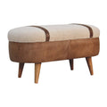 Tan Buffalo Boucle Nordic Bench Tan Leather Wood Fabric