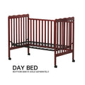 3 In 1 Convertible Crib In Cherry, Made Of Sustainable Pinewood, Non Toxic Finish, Comes With Locking Wheels, Wooden Nursery Furniture Cherry Wood