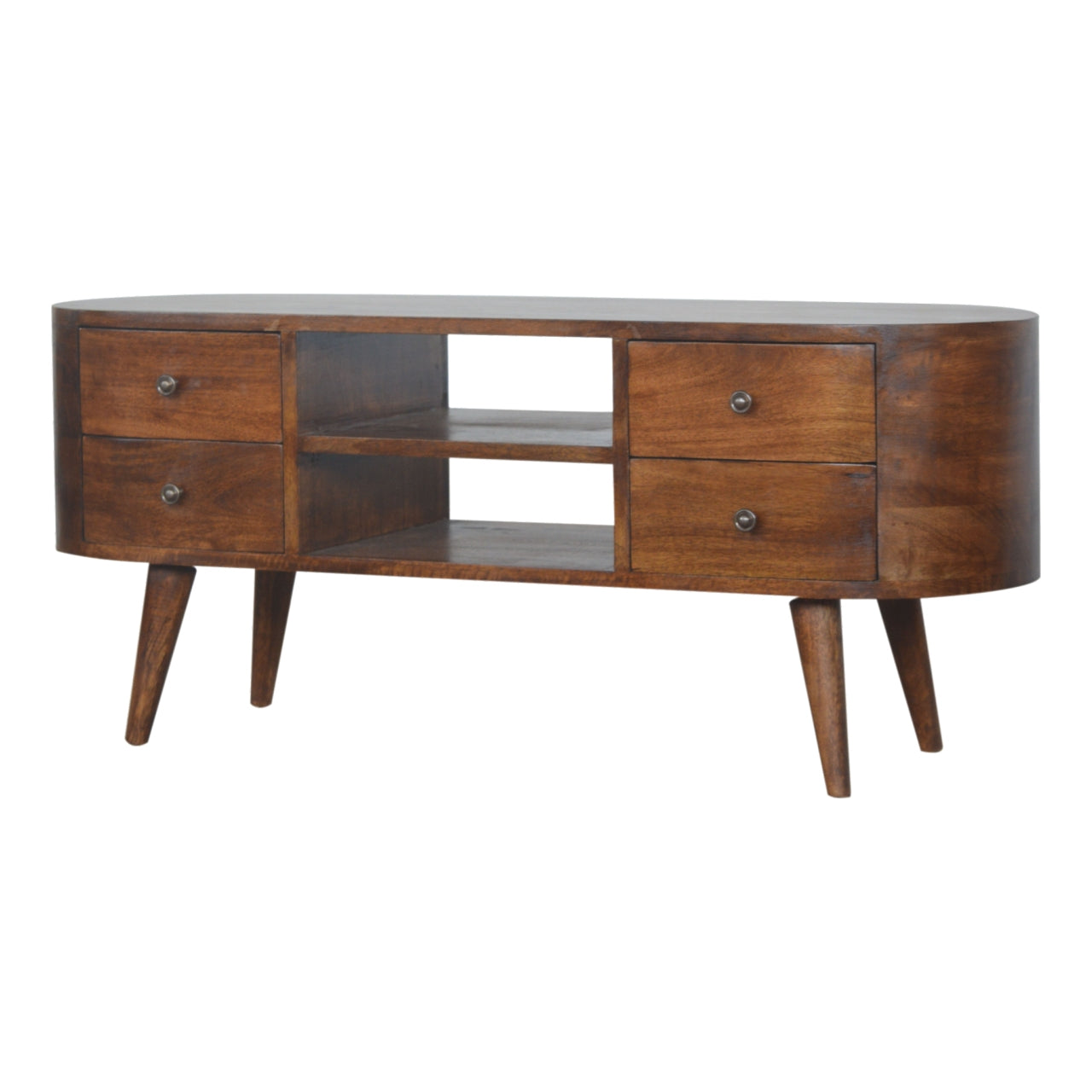 Chestnut Rounded Entertainment Unit Chestnut Solid Wood