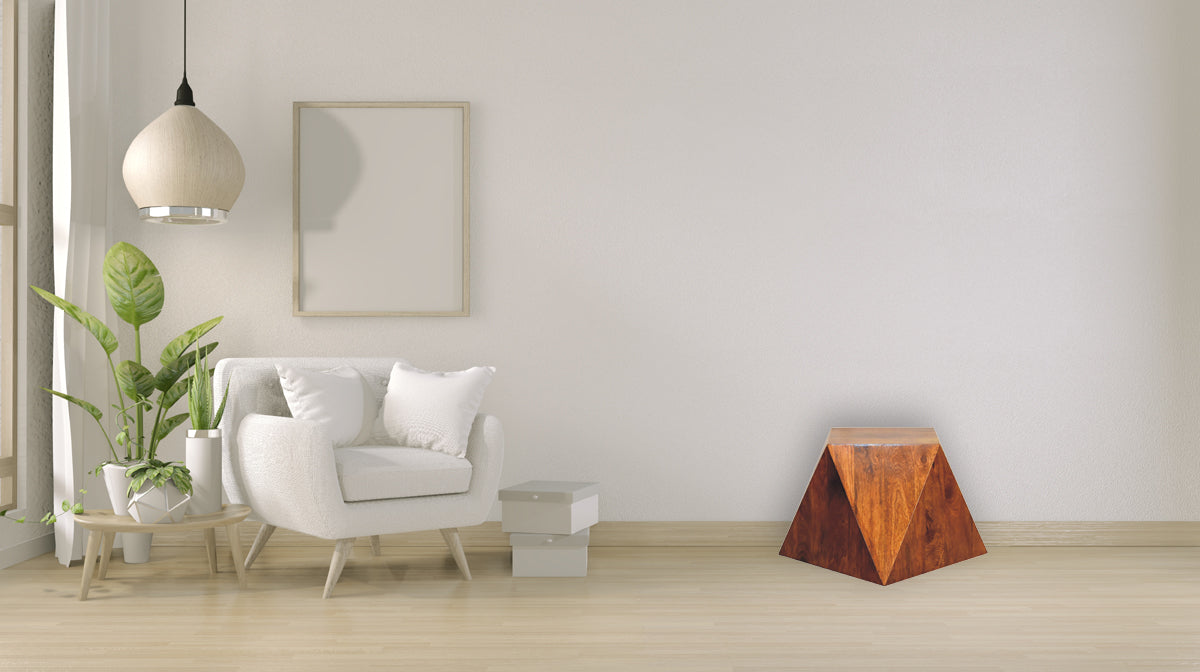 Chestnut Abstract End Table Chestnut Solid Wood