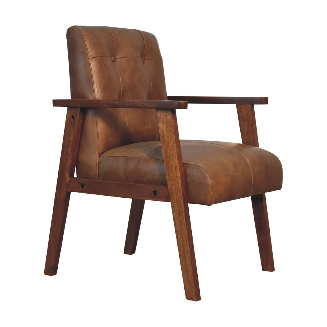 Brown Buffalo Leather Chair Chestnut Leather Solid Wood