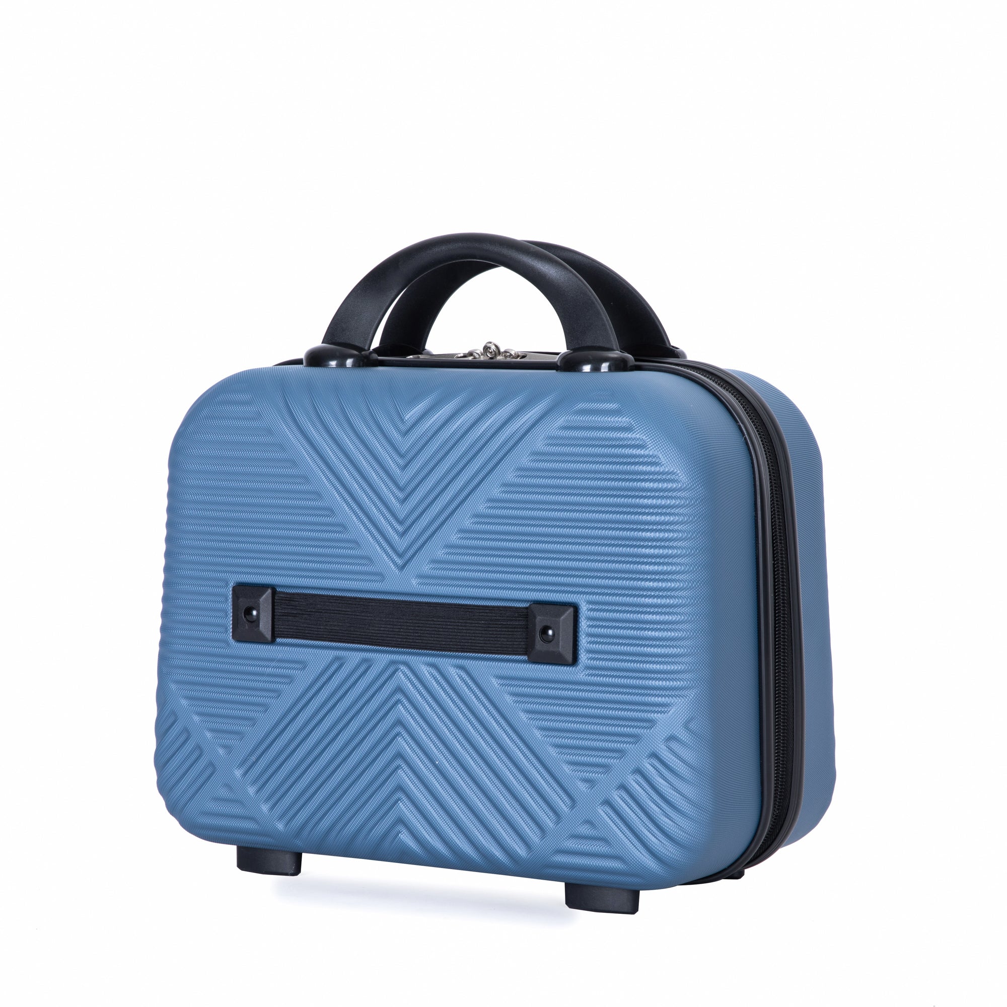 4 piece ABS lightweight suitcase, 14 inch makeup box blue-abs