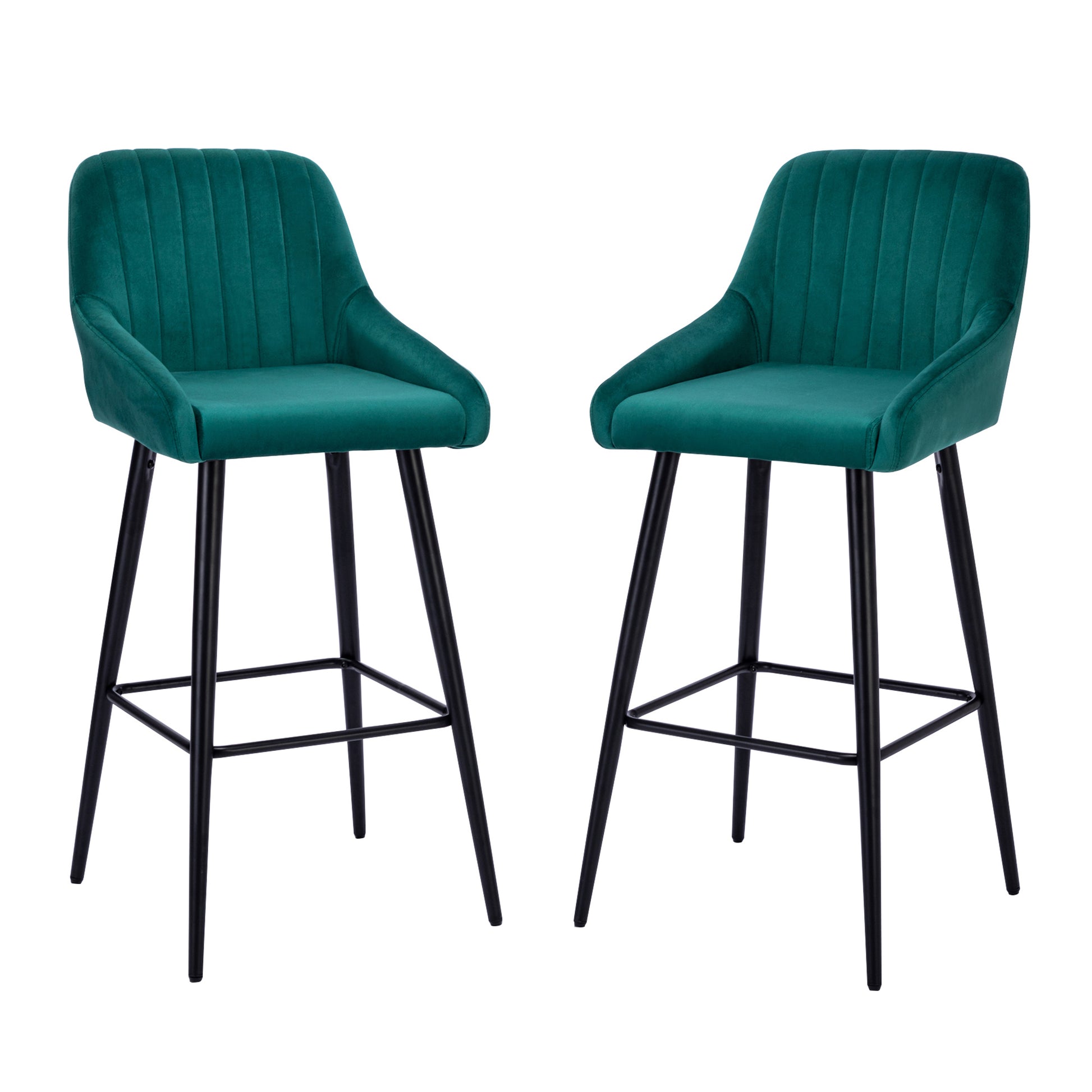 Elegant Lifestyle Modern Bar Stools,Velvet Upholstered Barstools With Back,Set Of 2 Bar Chairs For Kitchen Living Room Metal Green Dining Room Powder Coated Sponge Wipe Clean Rectangular Modern Bar Stools Set Of 2 Fabric Metal