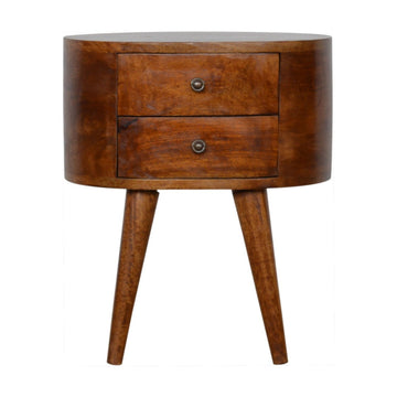 Chestnut Rounded Bedside Table Chestnut Solid Wood