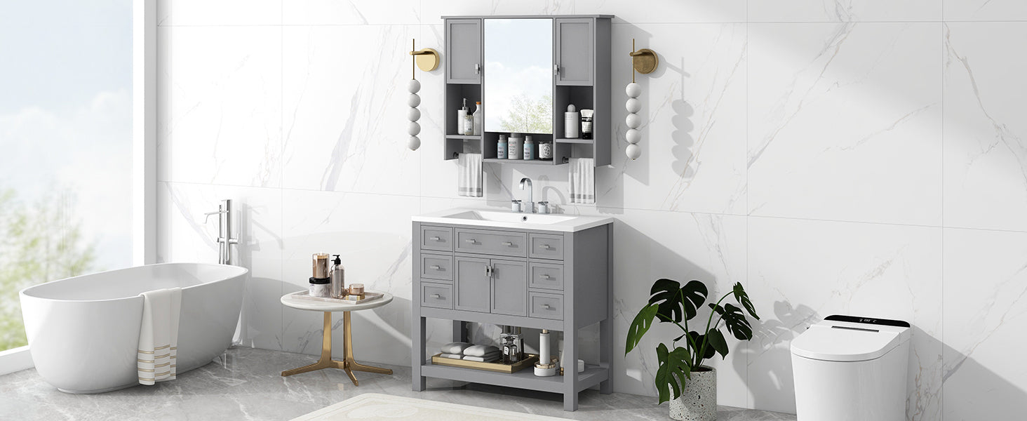 36'' Bathroom Vanity with Top Sink, Modern Mirror 4+-grey-4+-bathroom-freestanding-solid
