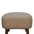 Boucle Cream Square Footstool Cream Brown Light Brown Cotton Primary Living Space Beige Mango Footstool Wood Solid Wood