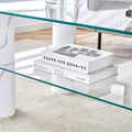 Modern Minimalist Double Layered Transparent Tempered Glass Coffee Table And Coffee Table, Paired With White Mdf Decorative Columns. Computer Desk. Game Table. Ct X02 Transparent Glass