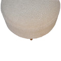 Cream Boucle Rounded Footstool Oak Foam Wood Fabric