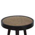 Carbon Black Rattan End Table Black Wood Rattan