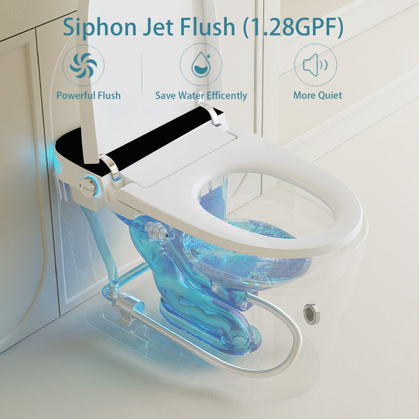 Smart Toilet With Heated Bidet Seat, One Piece