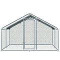 Pawhut Large Chicken Coop Metal Chicken Run With Waterproof And Anti U Cover, Spire Shaped Walk In Fence Cage Hen House For Outdoor And Yard Farm Use, 1.26