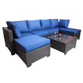 Outdoor Garden Patio Furniture 7 Piece Pe Rattan Wicker Cushioned Sofa Sets And Coffee Table, Patio Furniture Set Outdoor Couch Outdoor Couch Patio Furniture Outdoor Sofa Patio Couch Yes Complete Patio Set Black Blue Rust Resistant Frame Water Resistant
